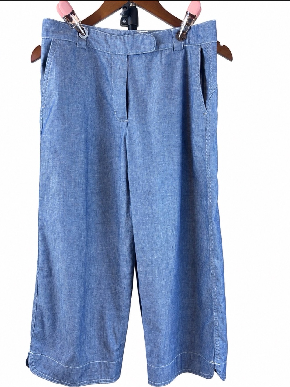French Connection Blue Cropped Wide Leg Pants Size 4
